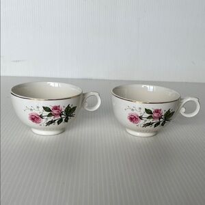 Sets of 2 Vintage  Hall Superior Quality Heather Rose Teacups